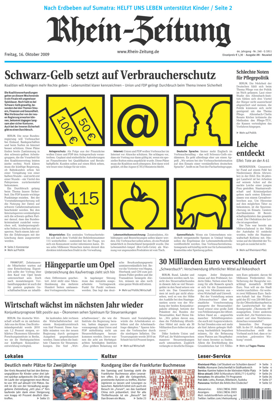Rhein-Zeitung Kreis Neuwied vom Freitag, 16.10.2009