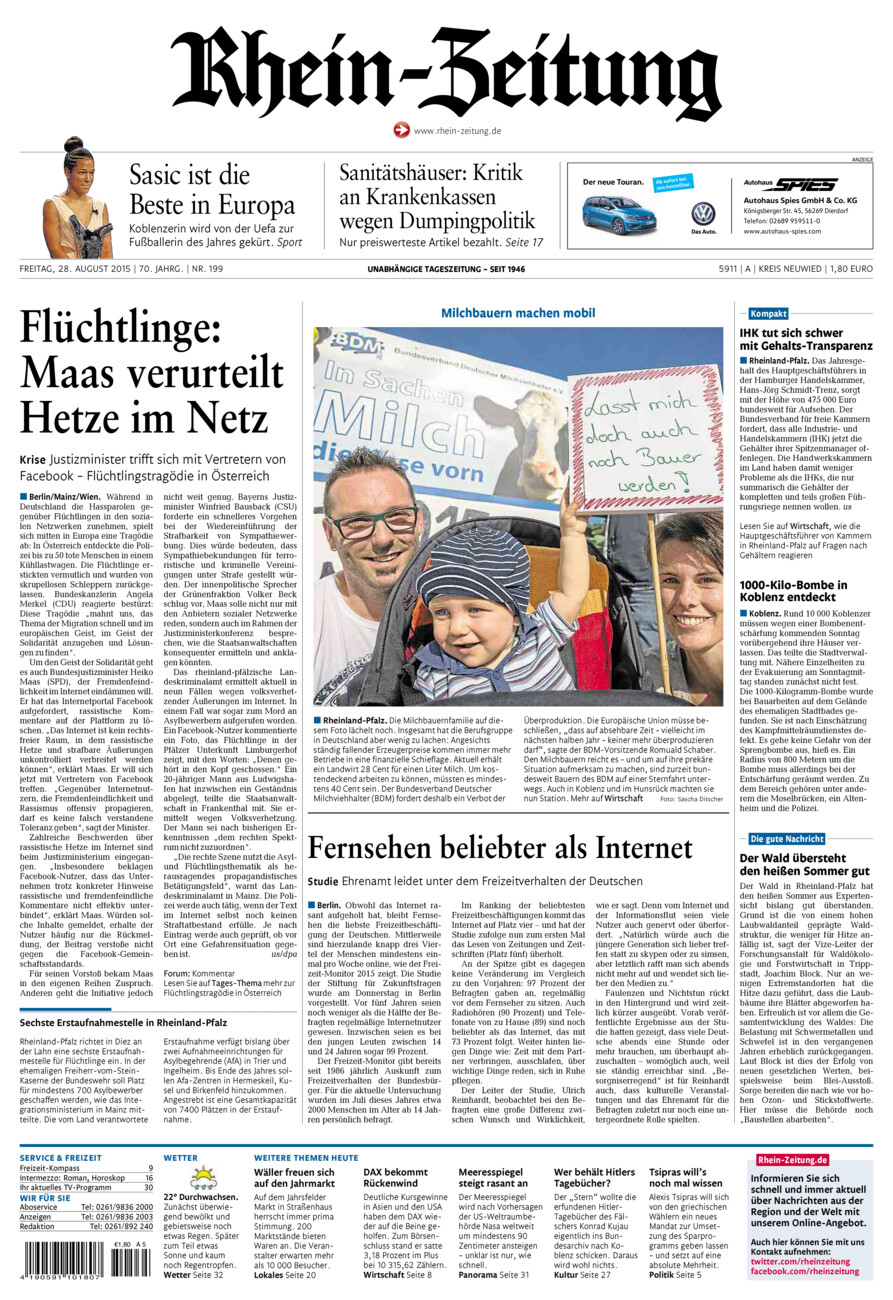 Rhein-Zeitung Kreis Neuwied vom Freitag, 28.08.2015