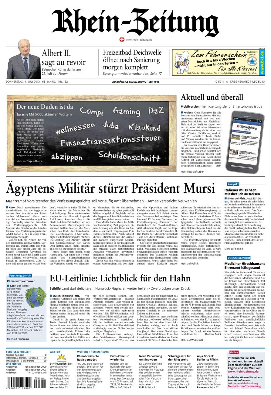Rhein-Zeitung Kreis Neuwied vom Donnerstag, 04.07.2013