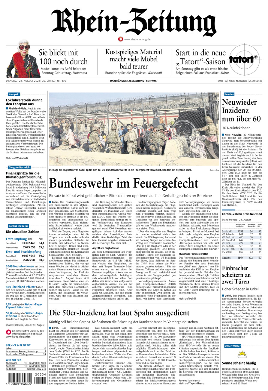 Rhein-Zeitung Kreis Neuwied vom Dienstag, 24.08.2021
