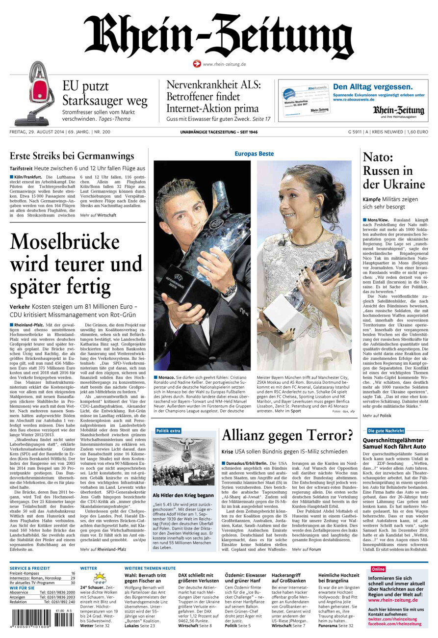 Rhein-Zeitung Kreis Neuwied vom Freitag, 29.08.2014