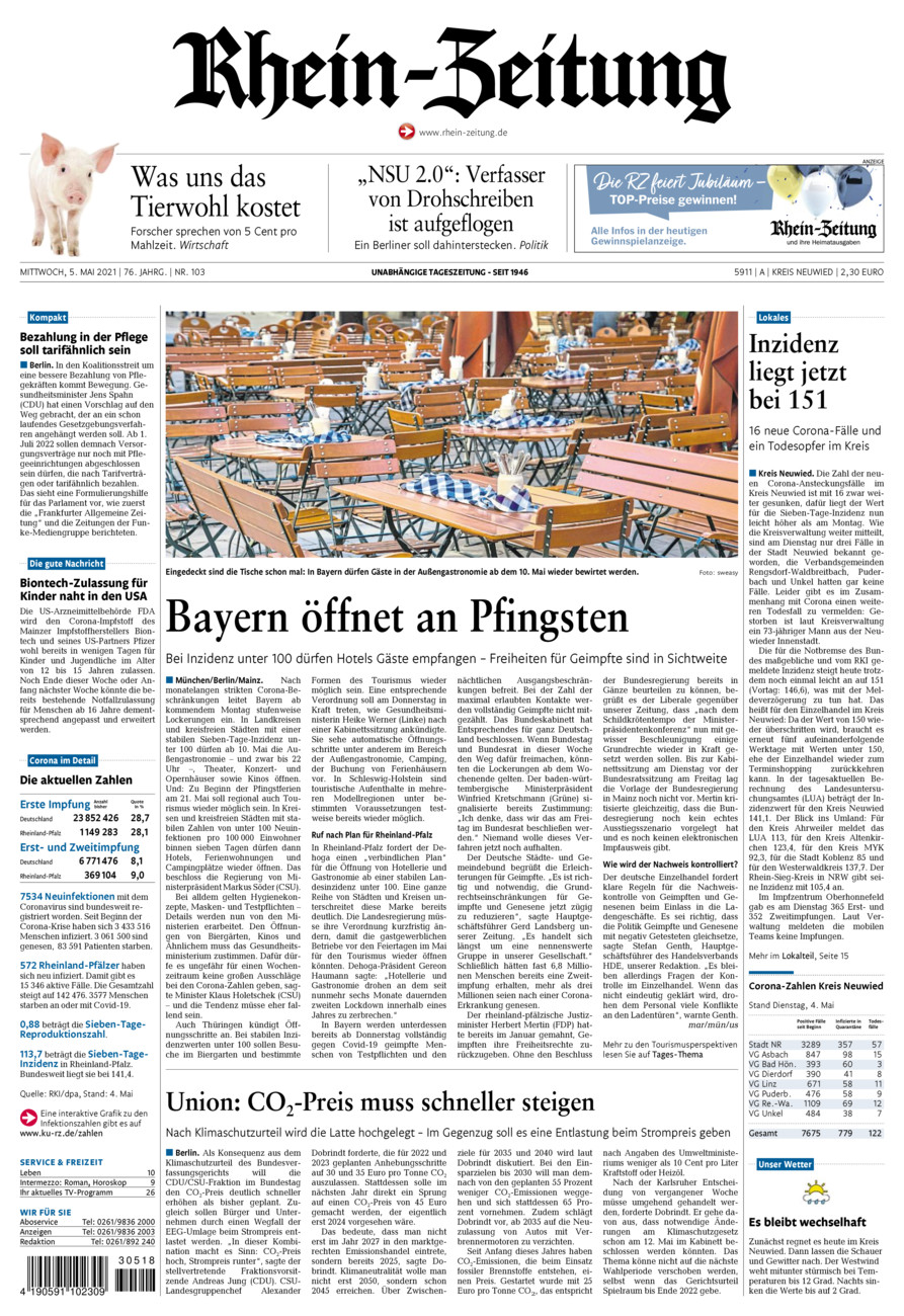 Rhein-Zeitung Kreis Neuwied vom Mittwoch, 05.05.2021