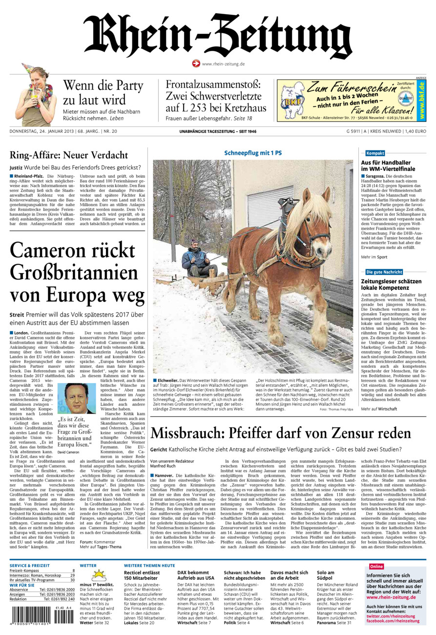 Rhein-Zeitung Kreis Neuwied vom Donnerstag, 24.01.2013