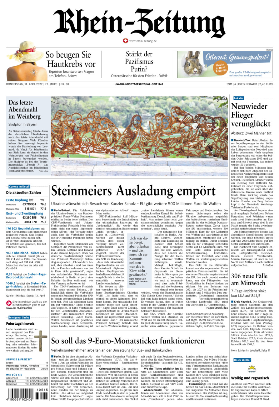 Rhein-Zeitung Kreis Neuwied vom Donnerstag, 14.04.2022