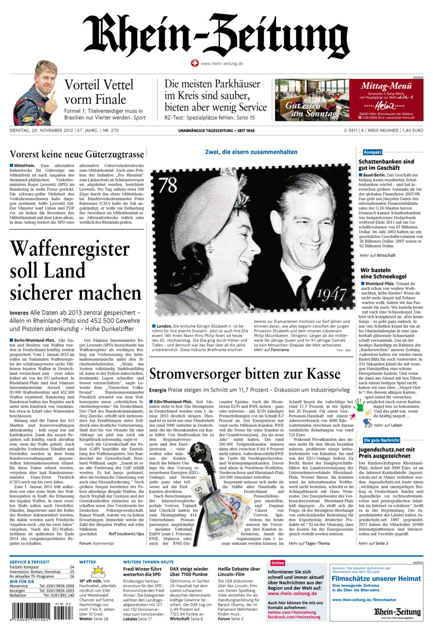 Rhein-Zeitung Kreis Neuwied vom Dienstag, 20.11.2012