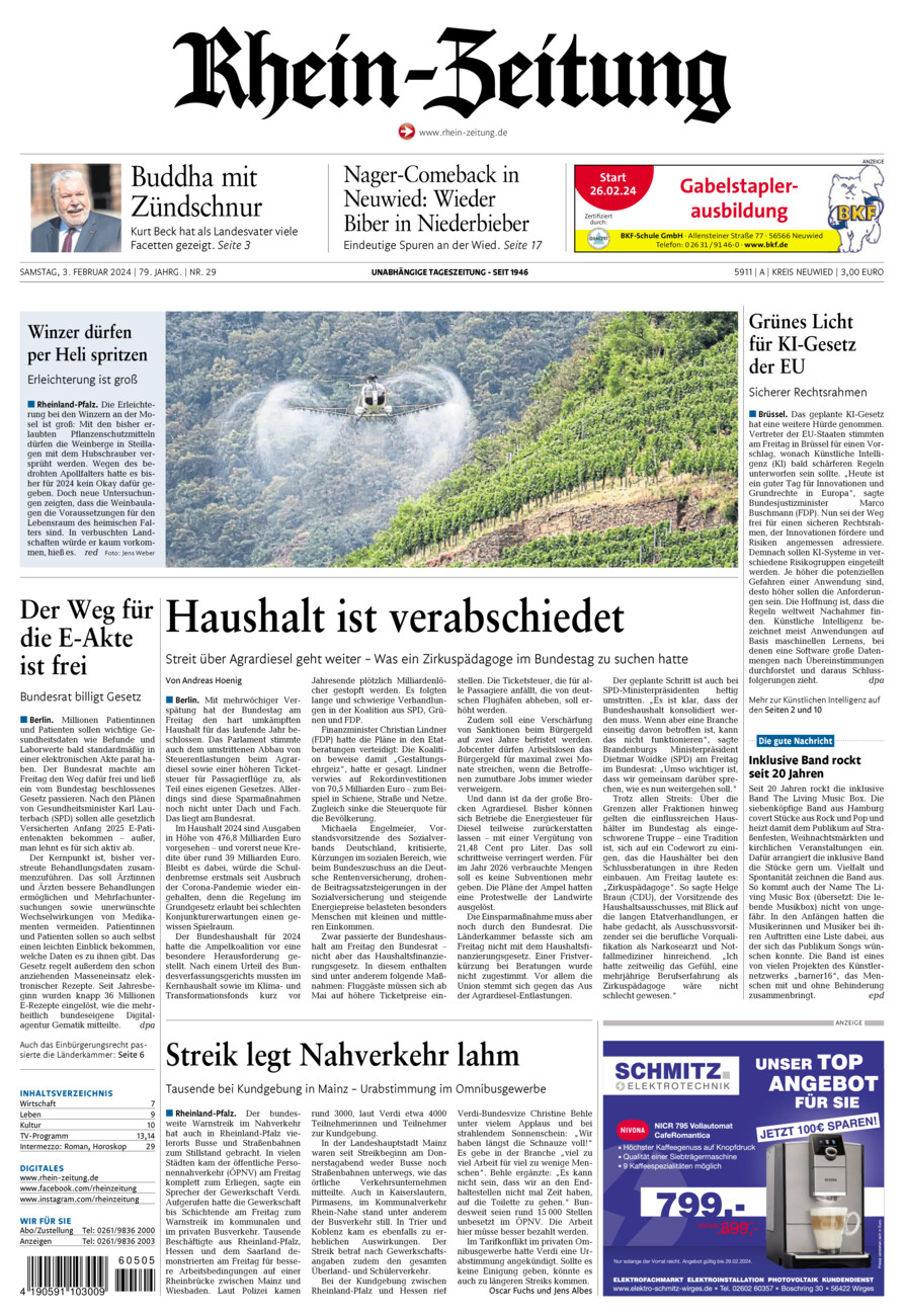 Rhein-Zeitung Kreis Neuwied vom Samstag, 03.02.2024