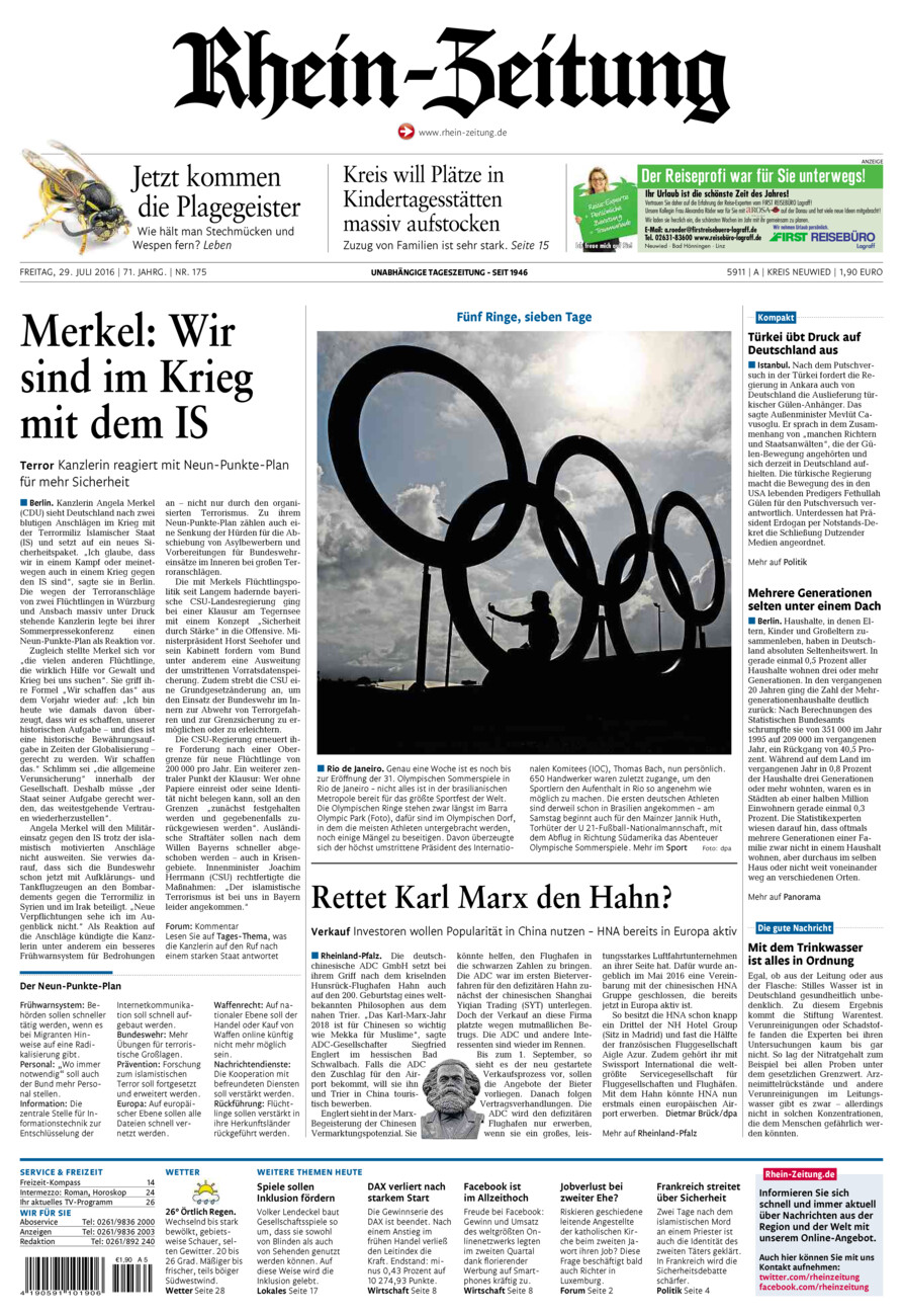 Rhein-Zeitung Kreis Neuwied vom Freitag, 29.07.2016