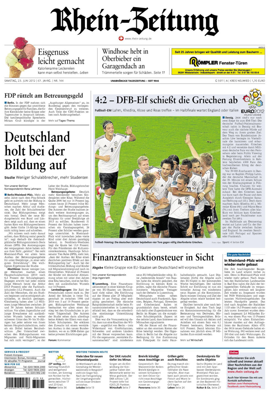 Rhein-Zeitung Kreis Neuwied vom Samstag, 23.06.2012
