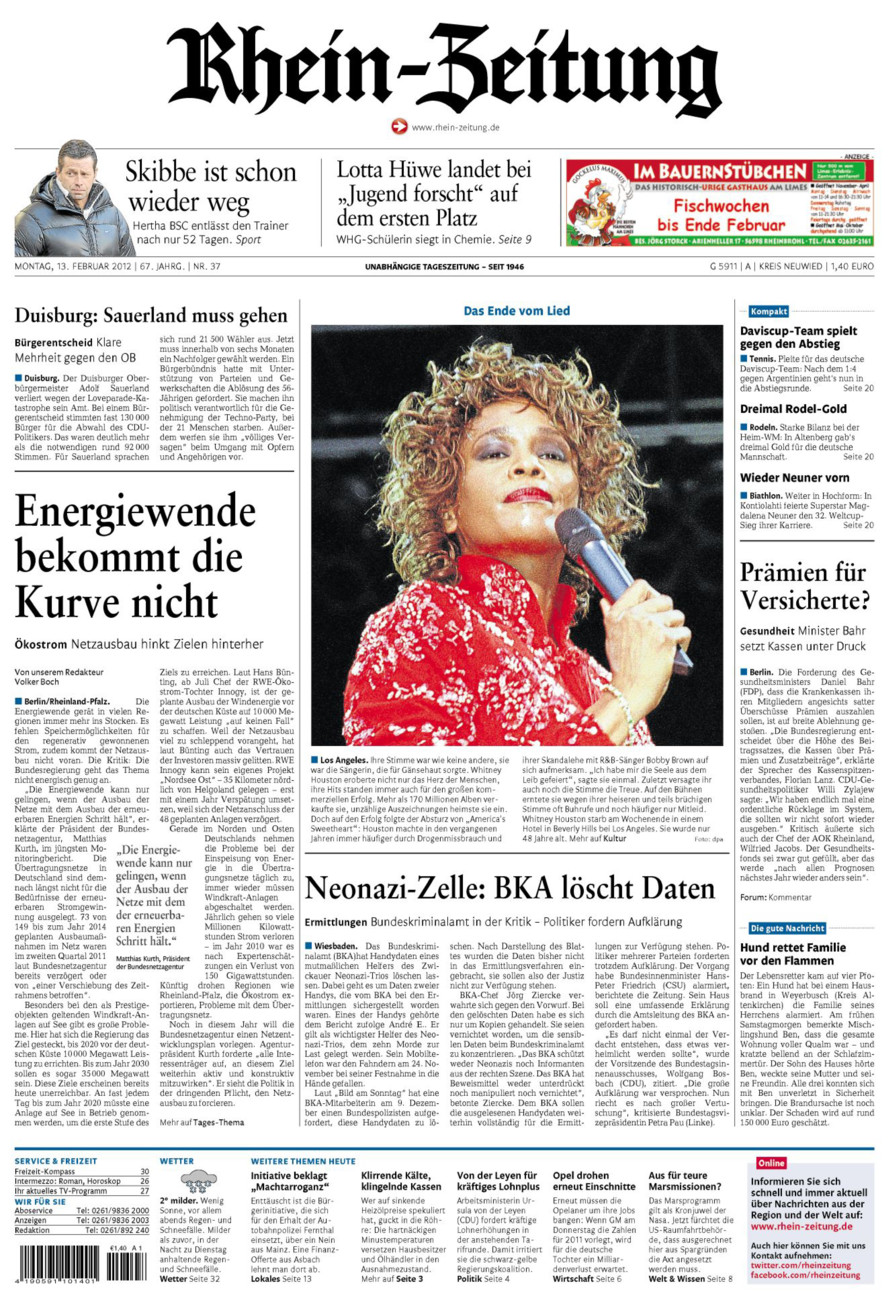 Rhein-Zeitung Kreis Neuwied vom Montag, 13.02.2012