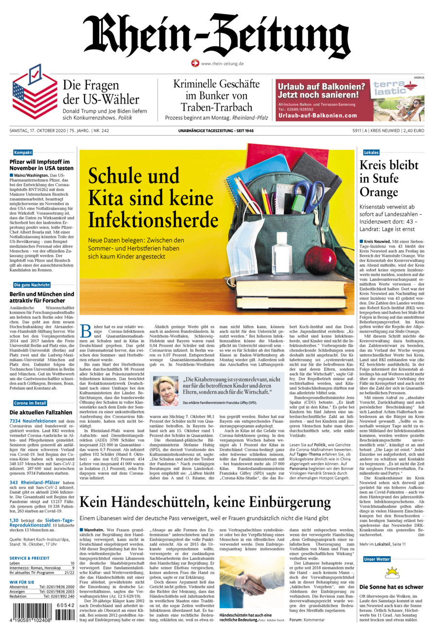 Rhein-Zeitung Kreis Neuwied vom Samstag, 17.10.2020