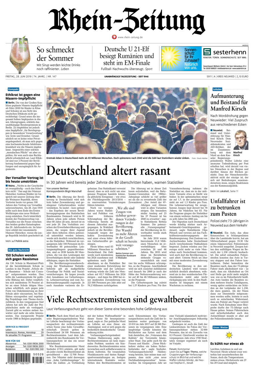 Rhein-Zeitung Kreis Neuwied vom Freitag, 28.06.2019