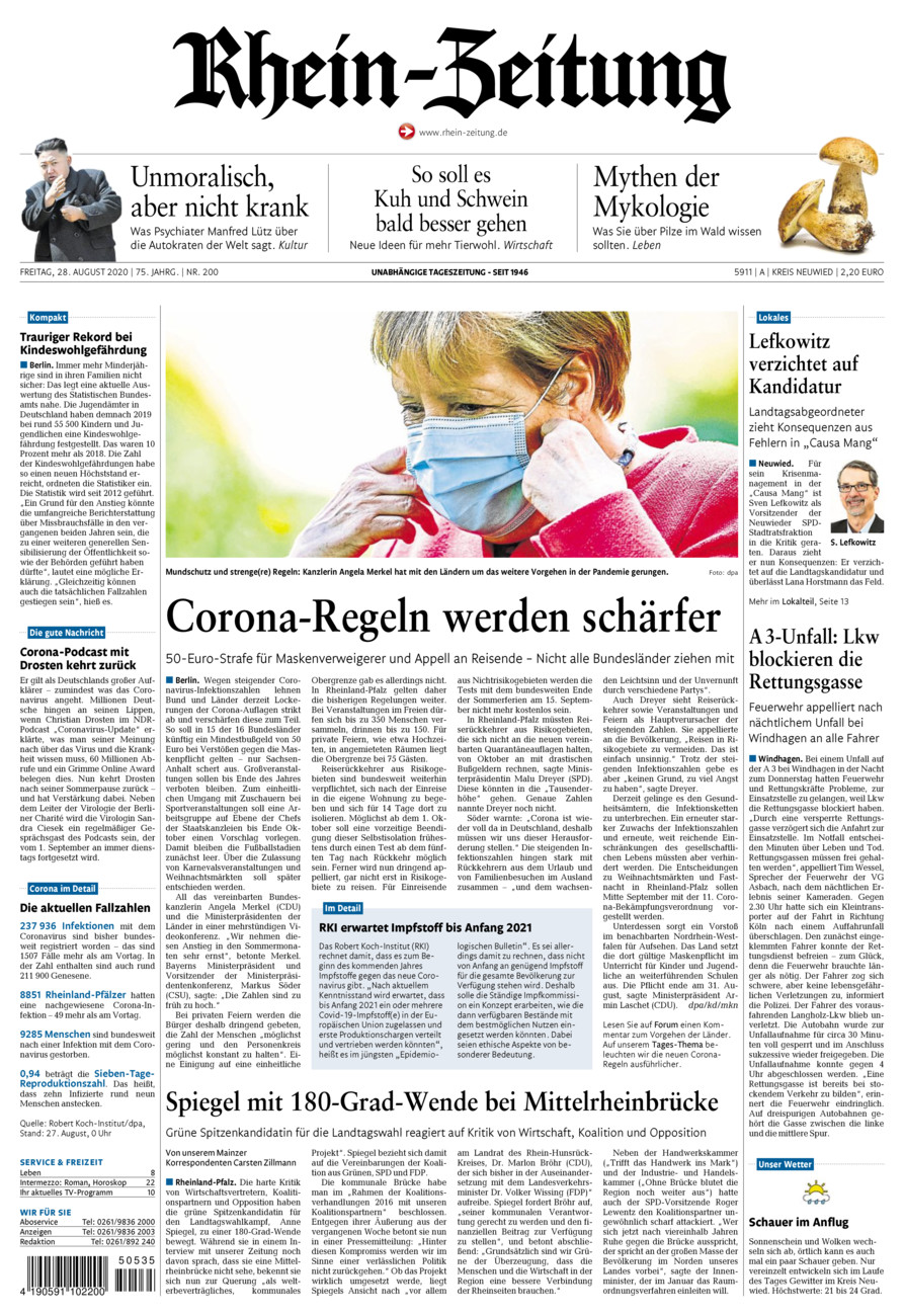 Rhein-Zeitung Kreis Neuwied vom Freitag, 28.08.2020