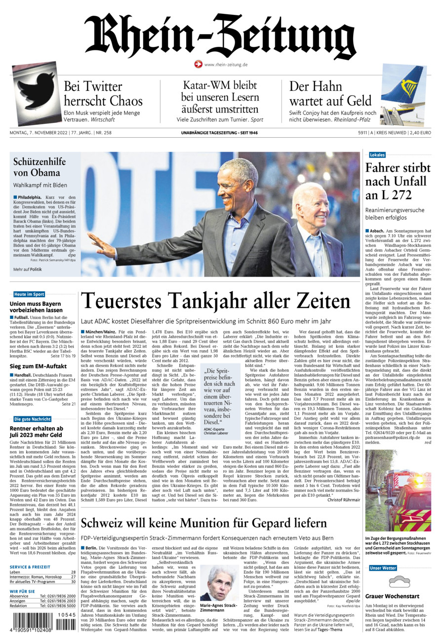 Rhein-Zeitung Kreis Neuwied vom Montag, 07.11.2022