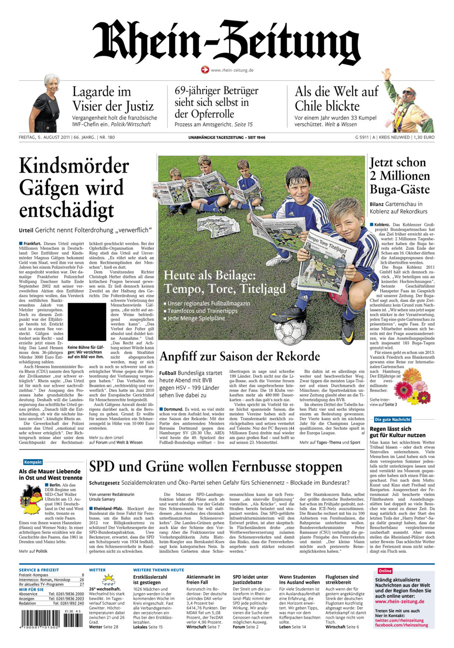 Rhein-Zeitung Kreis Neuwied vom Freitag, 05.08.2011