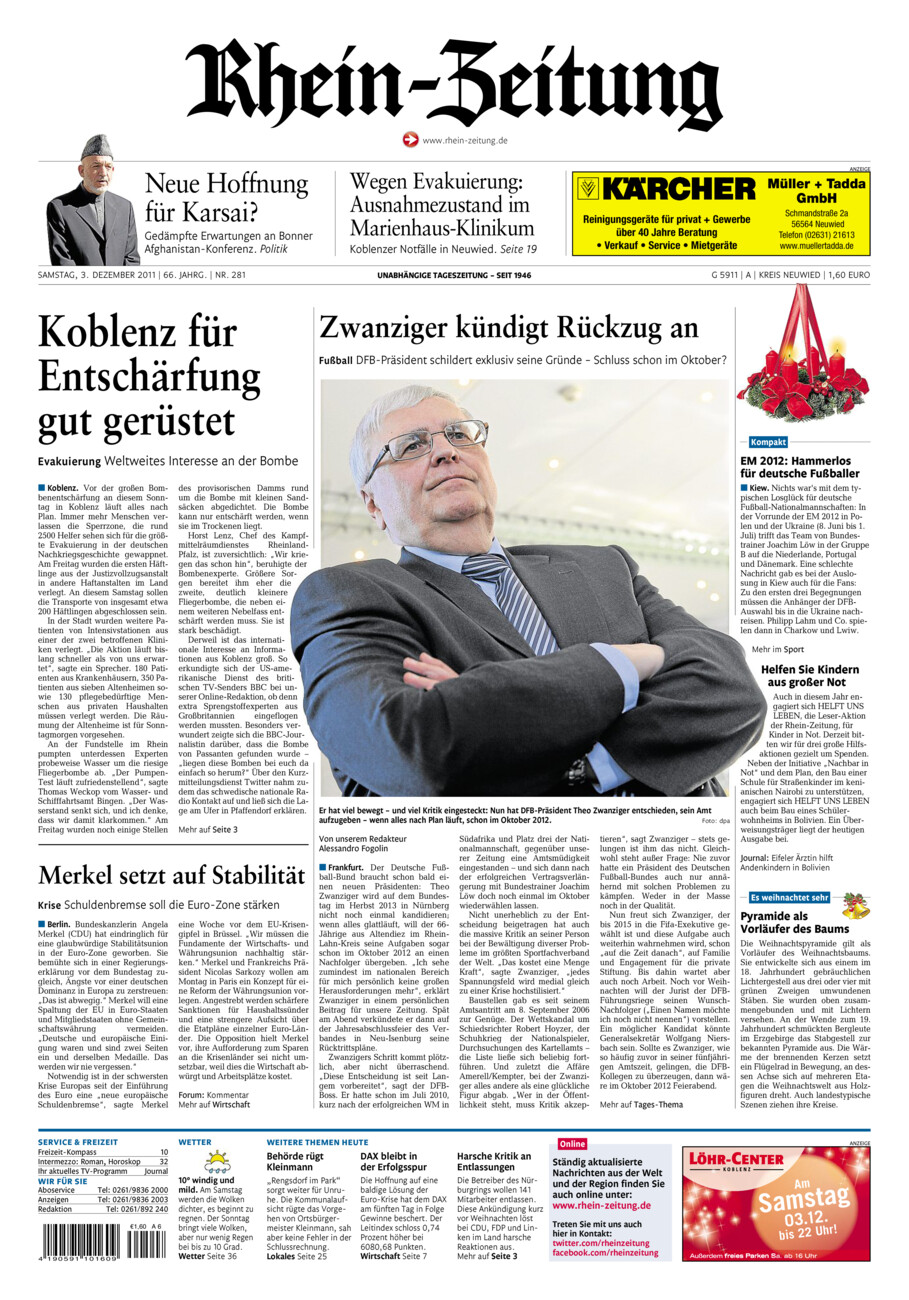 Rhein-Zeitung Kreis Neuwied vom Samstag, 03.12.2011