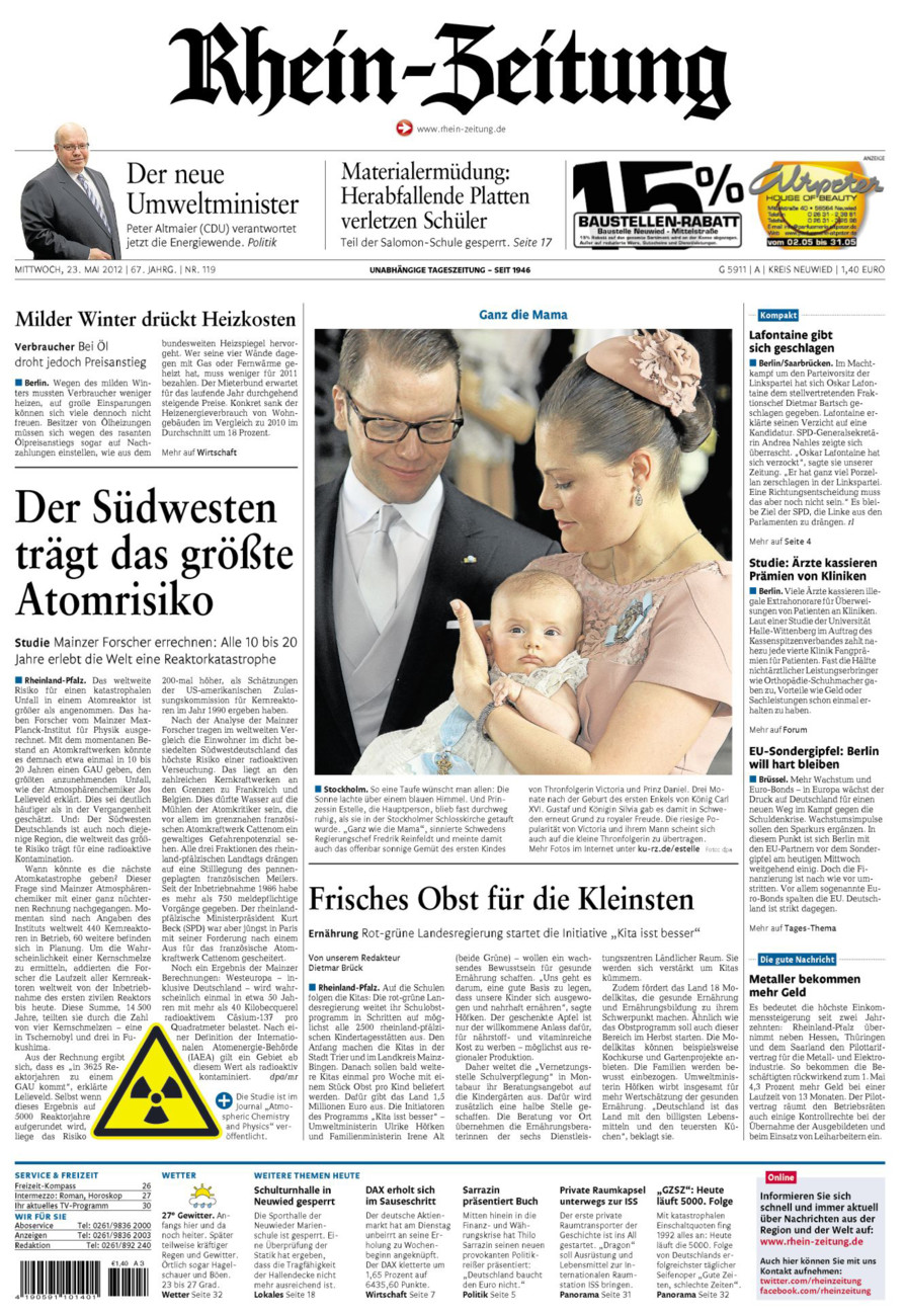Rhein-Zeitung Kreis Neuwied vom Mittwoch, 23.05.2012