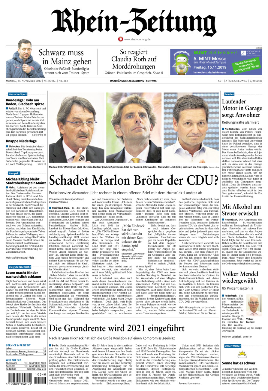 Rhein-Zeitung Kreis Neuwied vom Montag, 11.11.2019