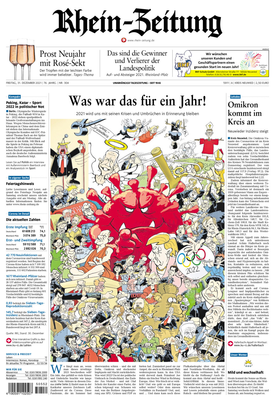 Rhein-Zeitung Kreis Neuwied vom Freitag, 31.12.2021