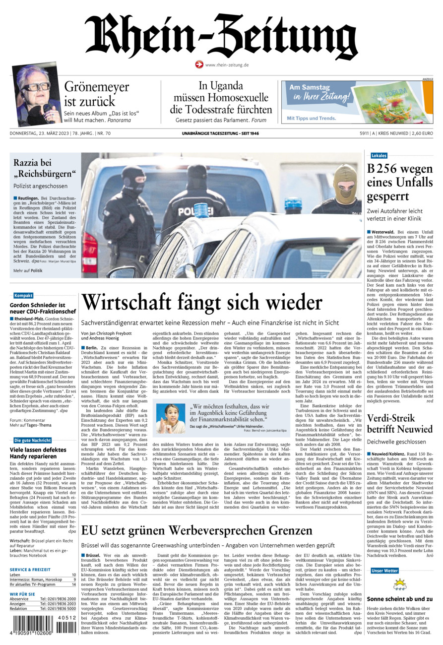 Rhein-Zeitung Kreis Neuwied vom Donnerstag, 23.03.2023