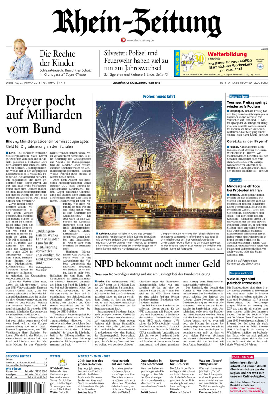 Rhein-Zeitung Kreis Neuwied vom Dienstag, 02.01.2018