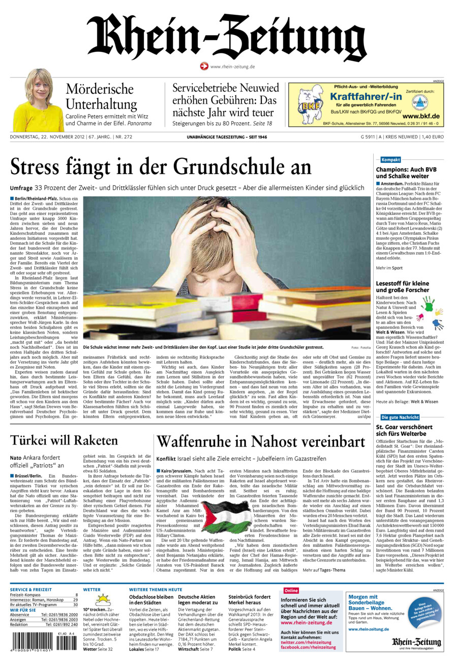 Rhein-Zeitung Kreis Neuwied vom Donnerstag, 22.11.2012