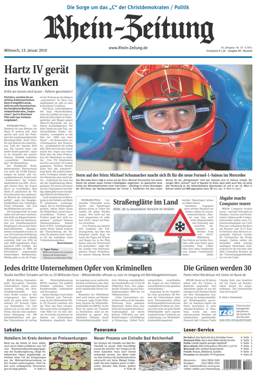 Rhein-Zeitung Kreis Neuwied vom Mittwoch, 13.01.2010