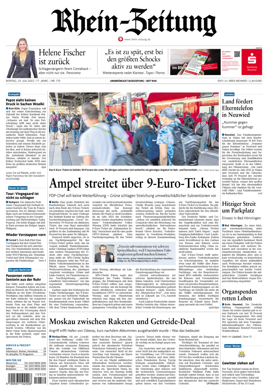 Rhein-Zeitung Kreis Neuwied vom Montag, 25.07.2022