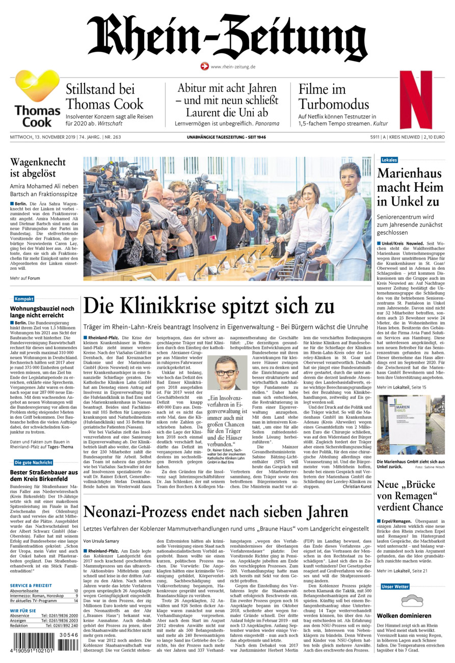 Rhein-Zeitung Kreis Neuwied vom Mittwoch, 13.11.2019