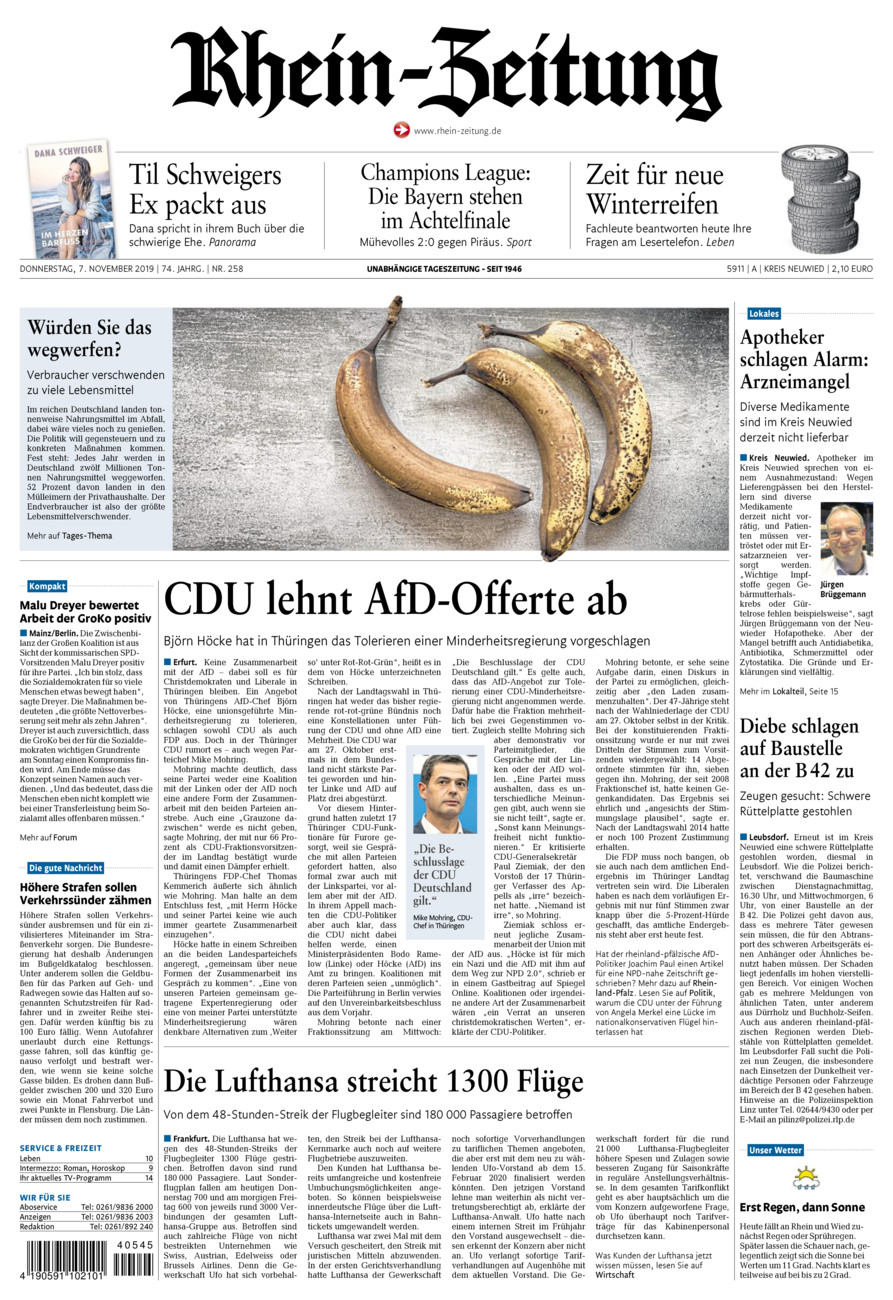 Rhein-Zeitung Kreis Neuwied vom Donnerstag, 07.11.2019
