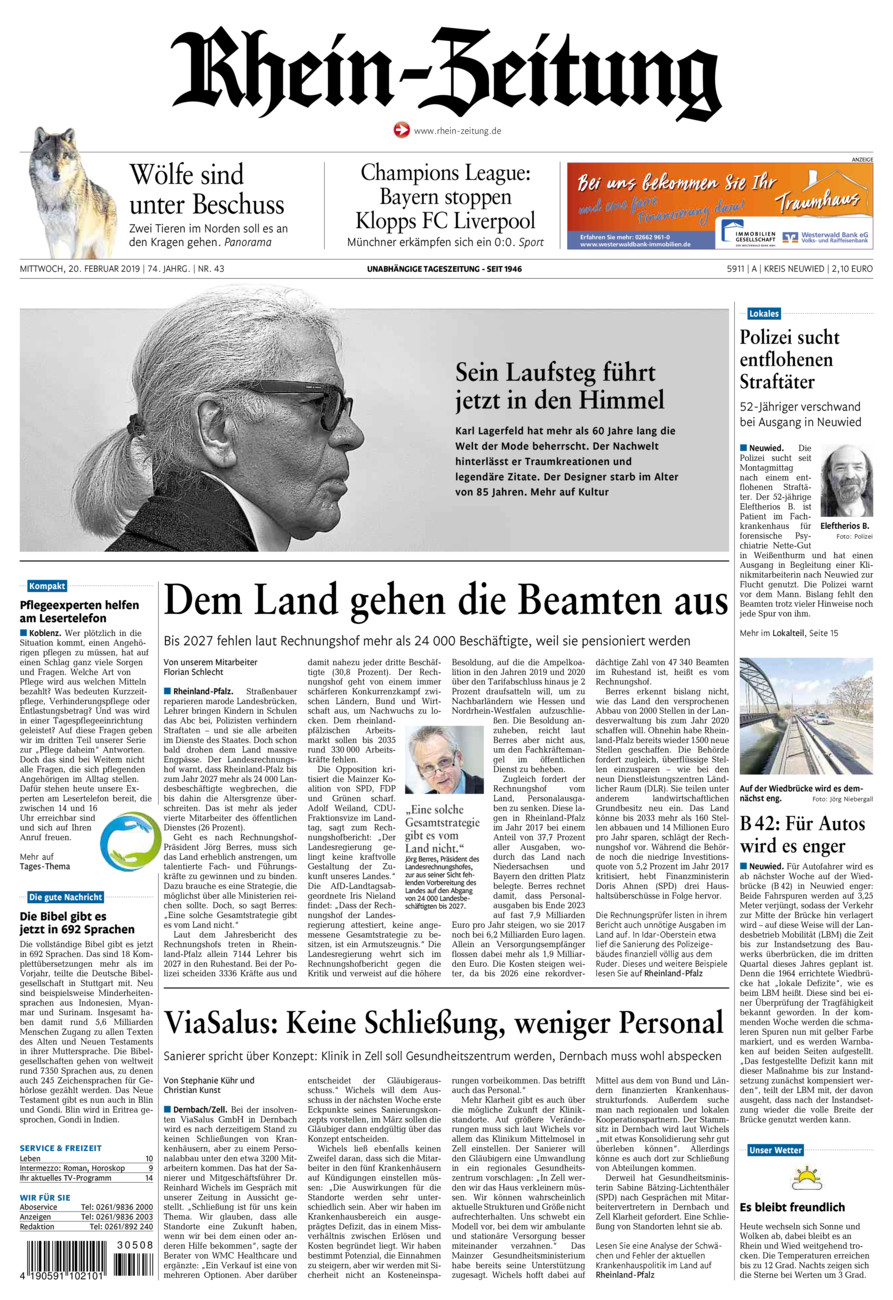 Rhein-Zeitung Kreis Neuwied vom Mittwoch, 20.02.2019