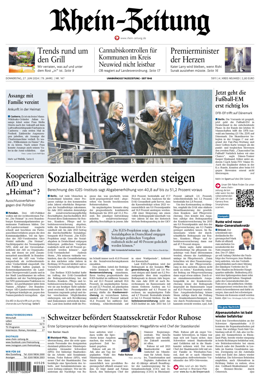 Rhein-Zeitung Kreis Neuwied vom Donnerstag, 27.06.2024