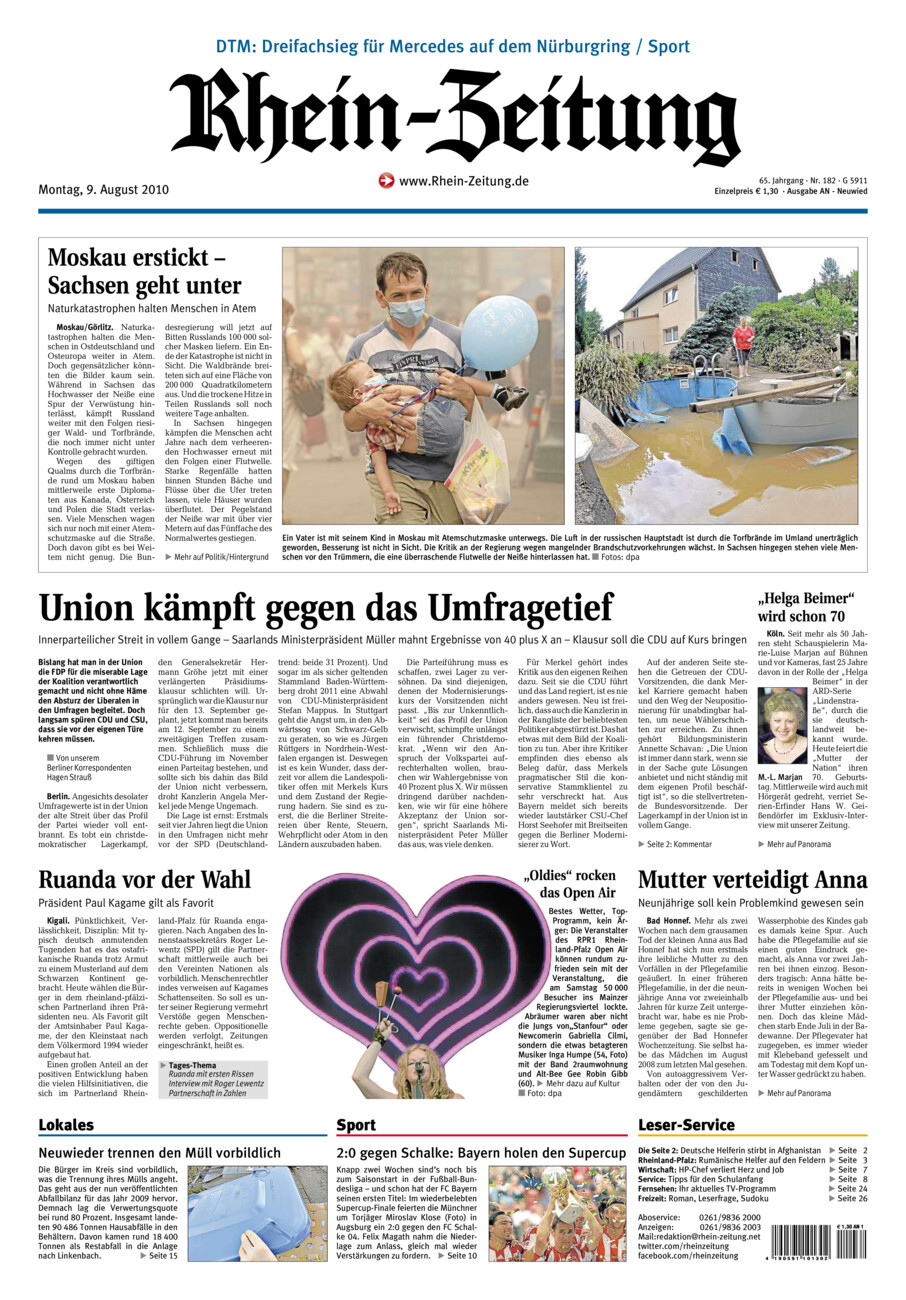 Rhein-Zeitung Kreis Neuwied vom Montag, 09.08.2010