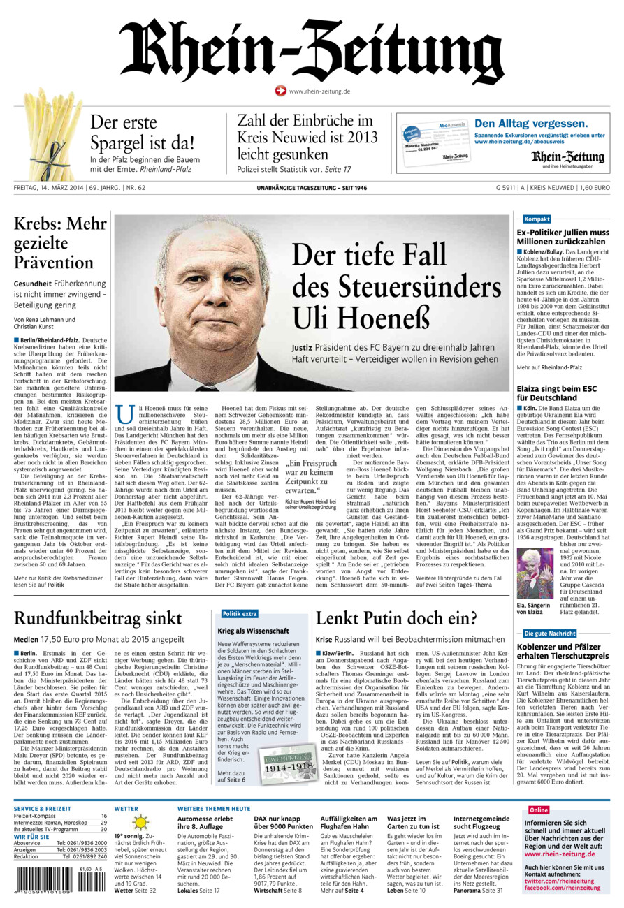 Rhein-Zeitung Kreis Neuwied vom Freitag, 14.03.2014