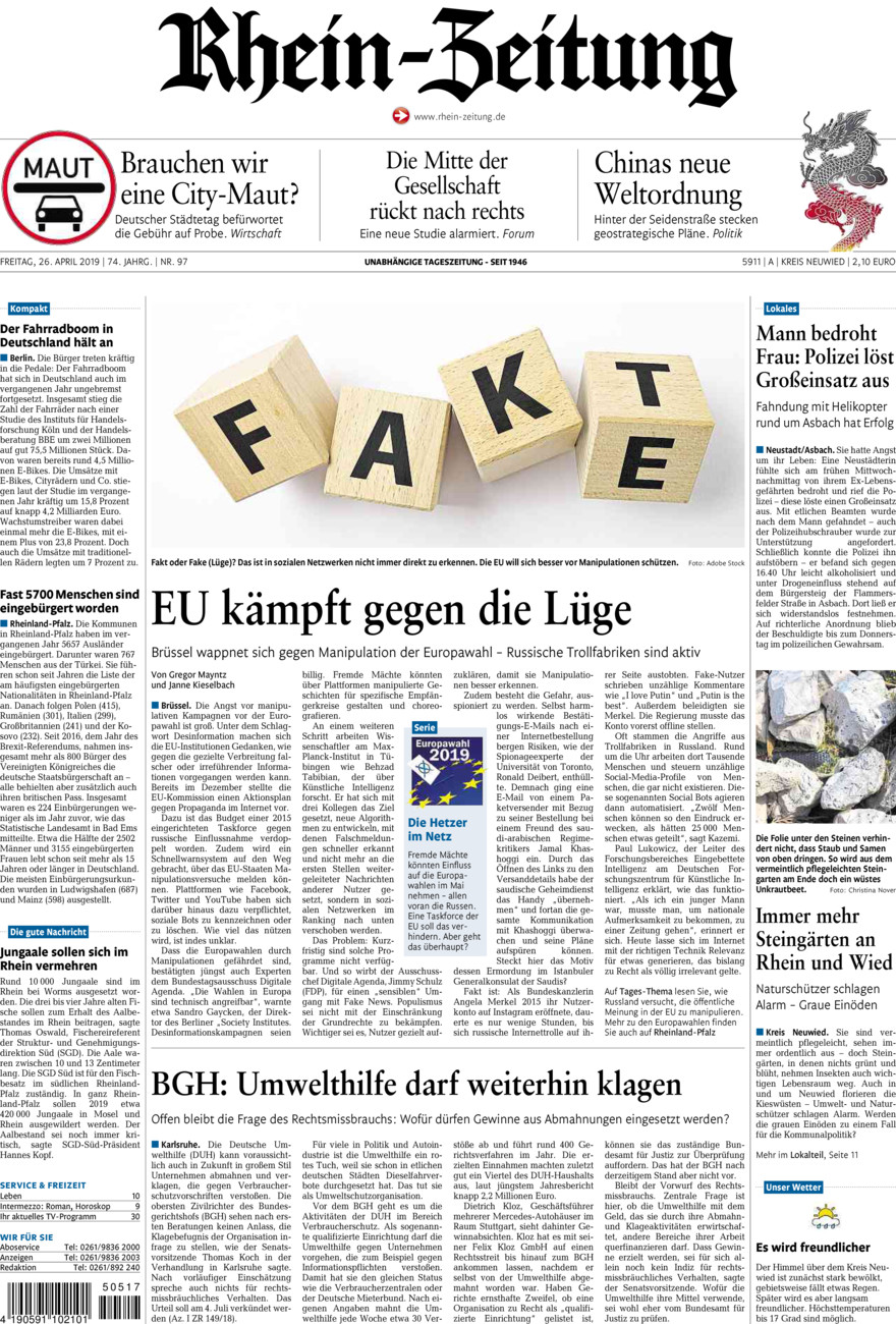 Rhein-Zeitung Kreis Neuwied vom Freitag, 26.04.2019