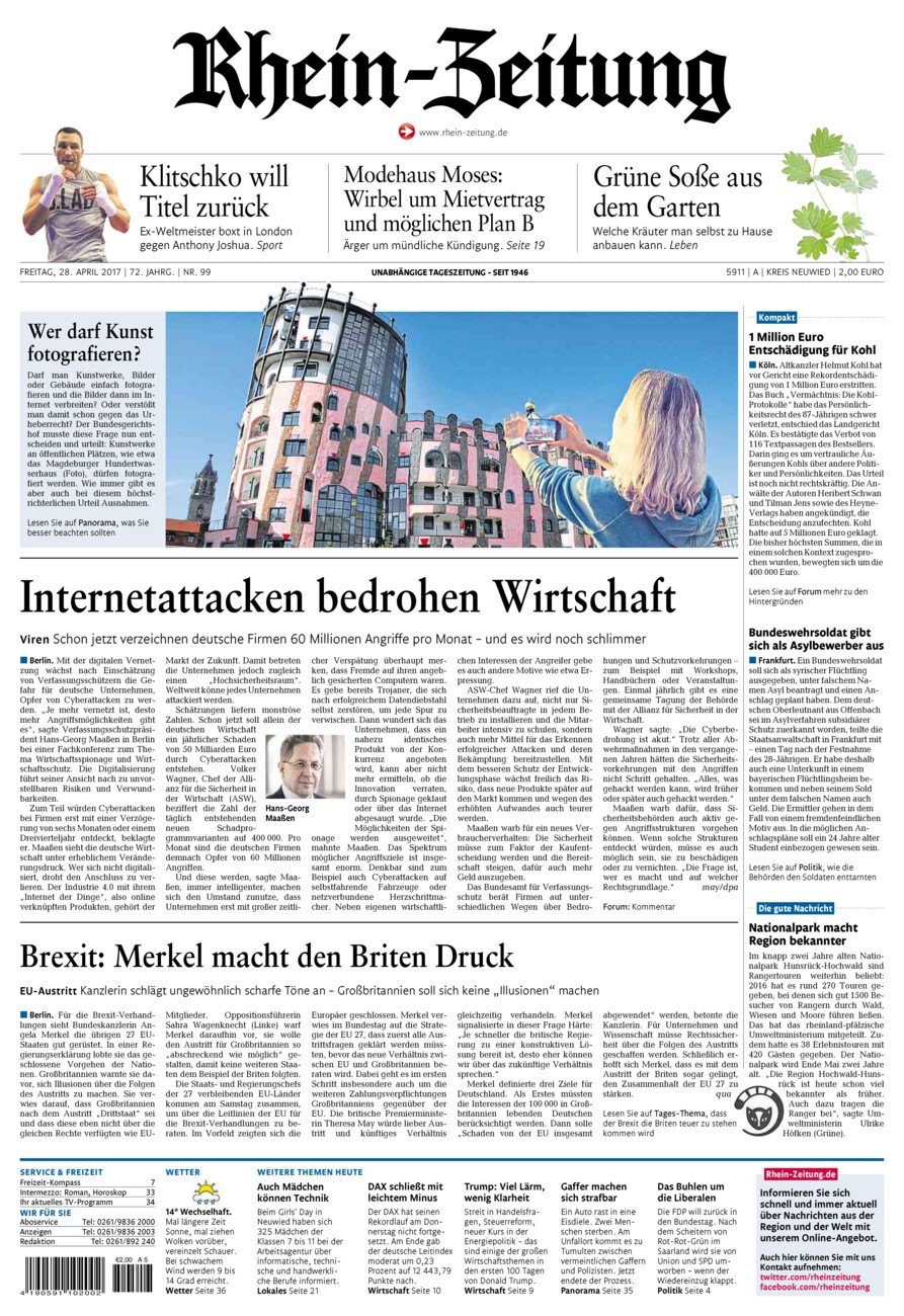Rhein-Zeitung Kreis Neuwied vom Freitag, 28.04.2017