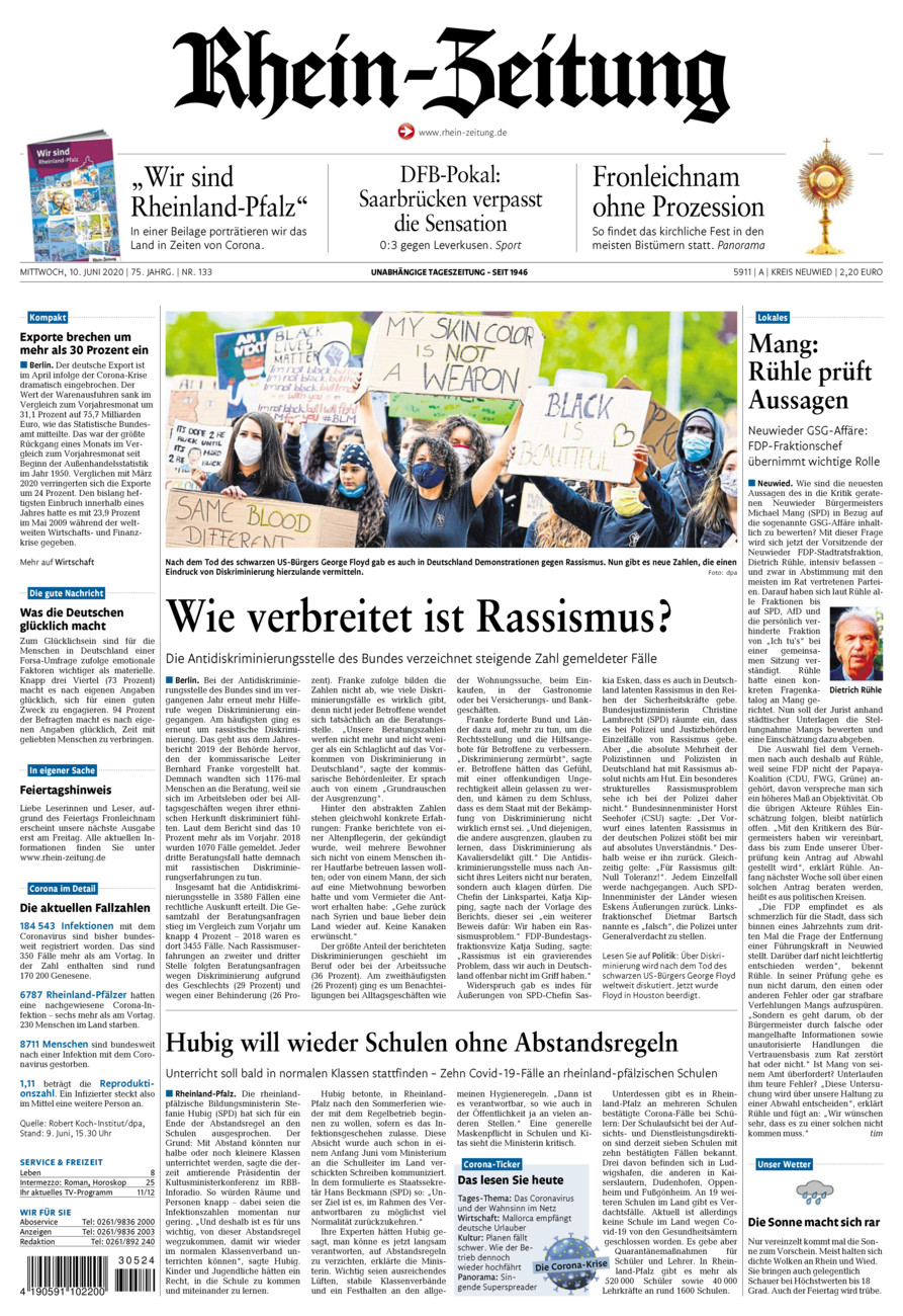 Rhein-Zeitung Kreis Neuwied vom Mittwoch, 10.06.2020