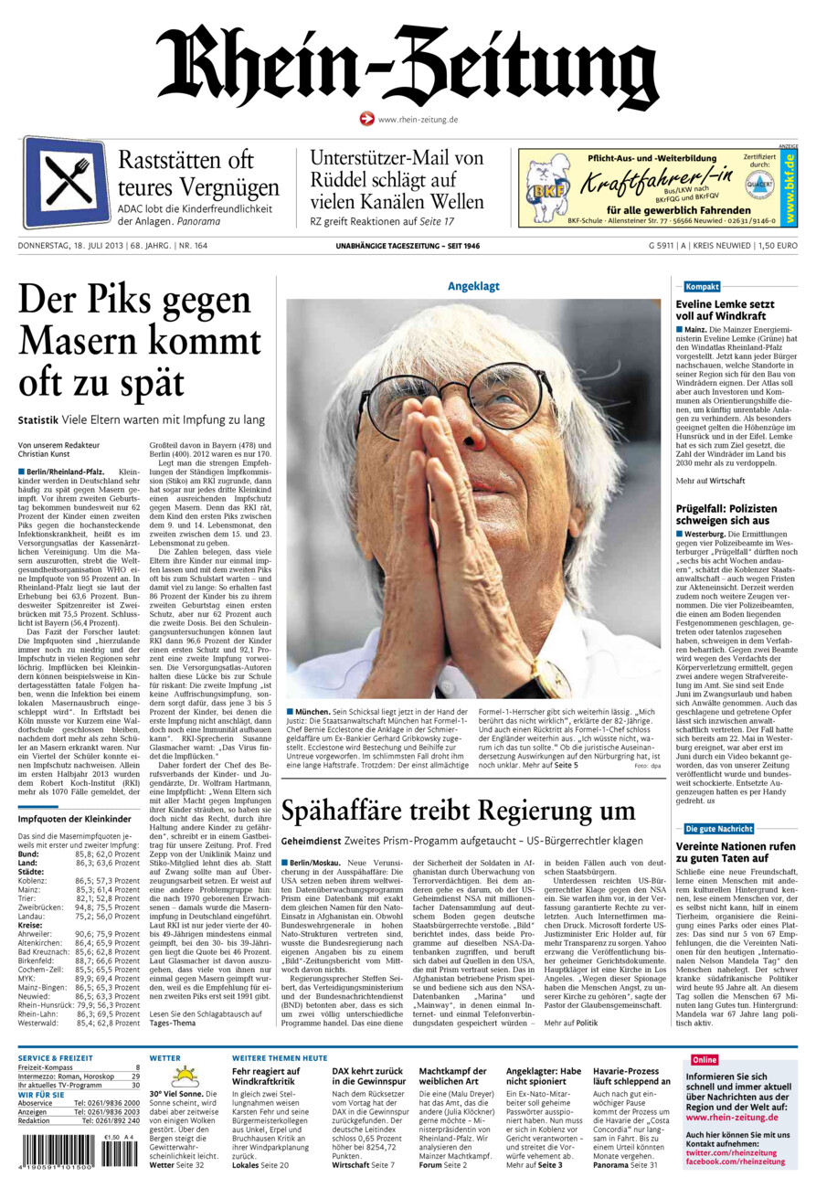 Rhein-Zeitung Kreis Neuwied vom Donnerstag, 18.07.2013