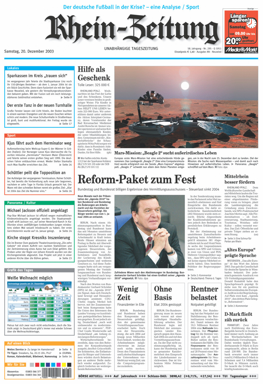 Rhein-Zeitung Kreis Neuwied vom Samstag, 20.12.2003