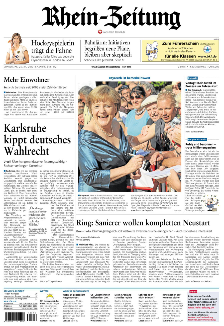 Rhein-Zeitung Kreis Neuwied vom Donnerstag, 26.07.2012