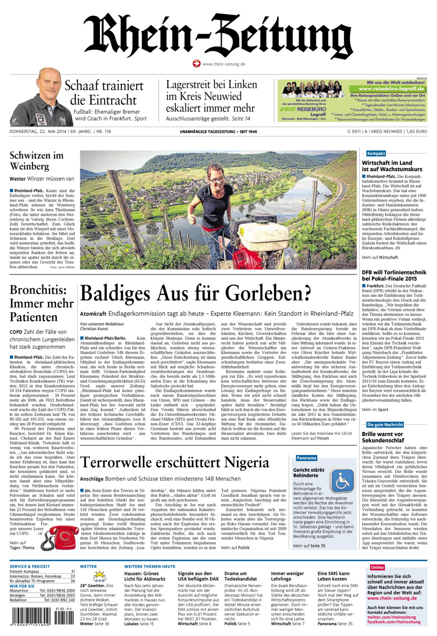 Rhein-Zeitung Kreis Neuwied vom Donnerstag, 22.05.2014
