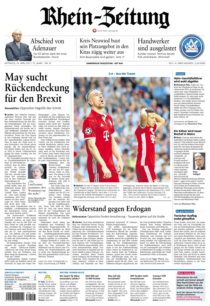 Rhein-Zeitung Kreis Neuwied vom Mittwoch, 19.04.2017