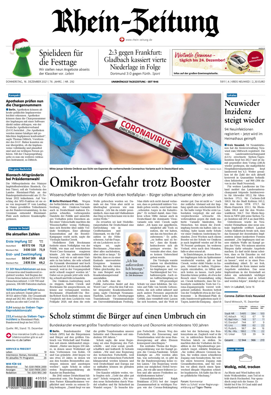 Rhein-Zeitung Kreis Neuwied vom Donnerstag, 16.12.2021