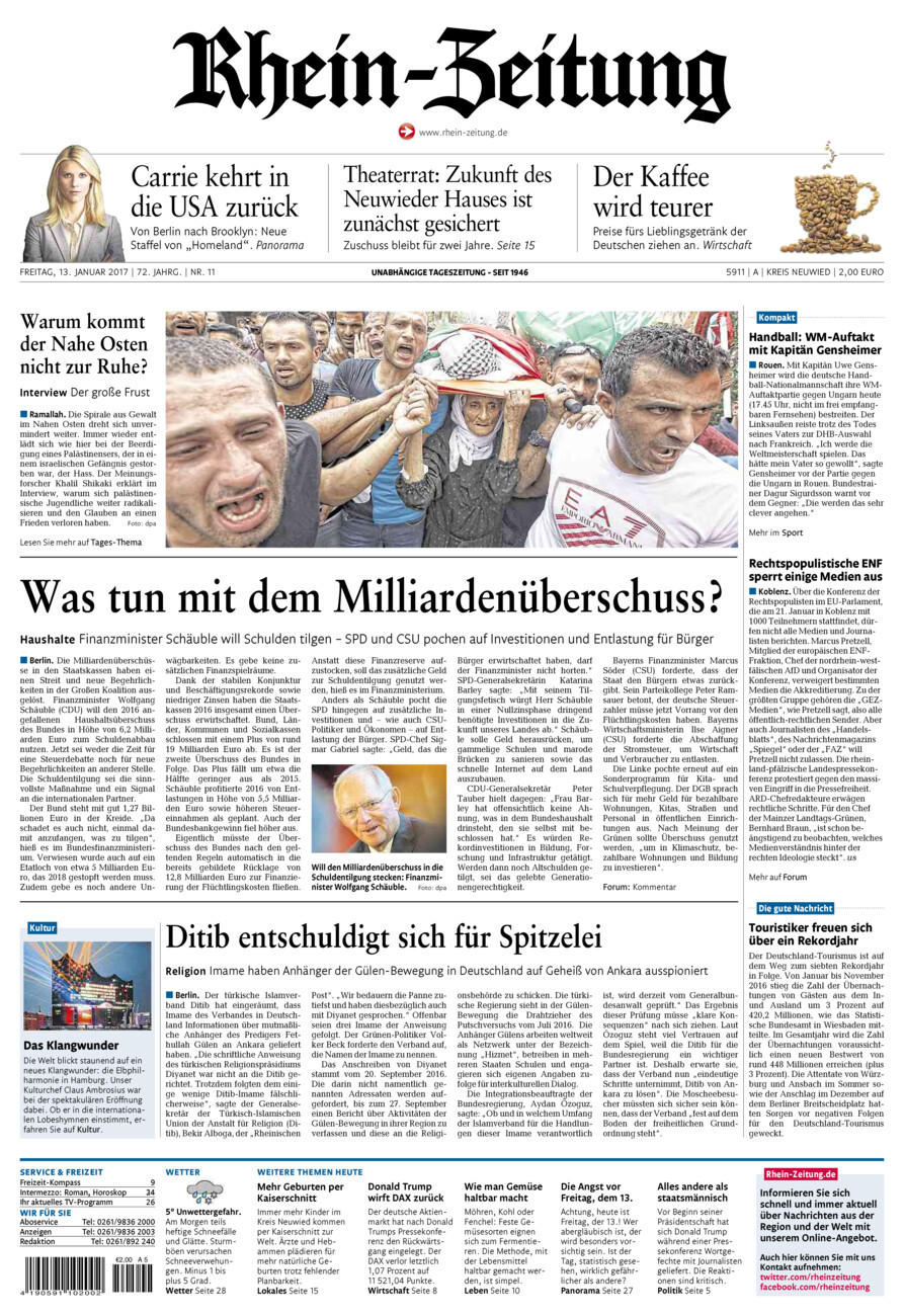 Rhein-Zeitung Kreis Neuwied vom Freitag, 13.01.2017
