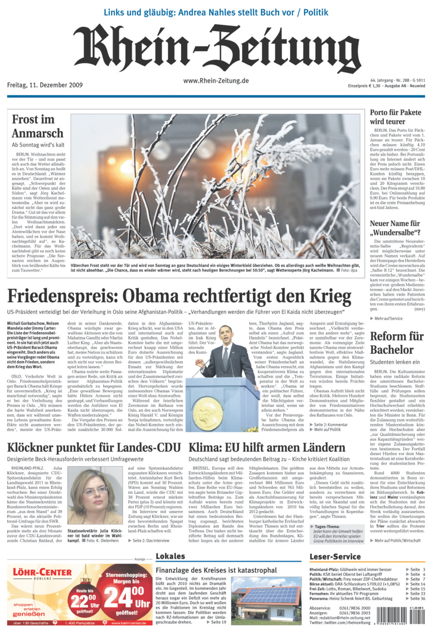 Rhein-Zeitung Kreis Neuwied vom Freitag, 11.12.2009