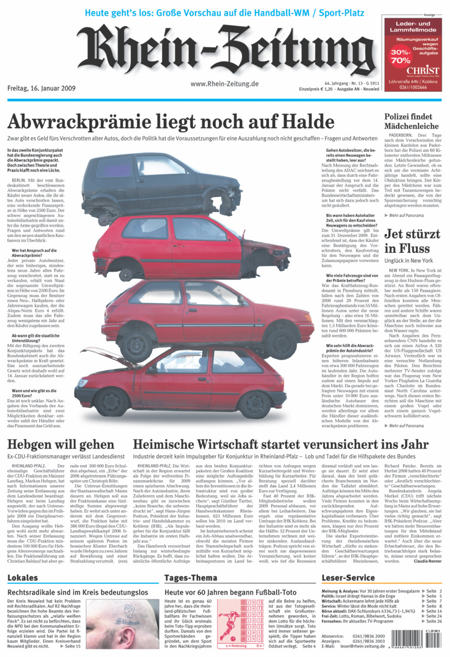 Rhein-Zeitung Kreis Neuwied vom Freitag, 16.01.2009