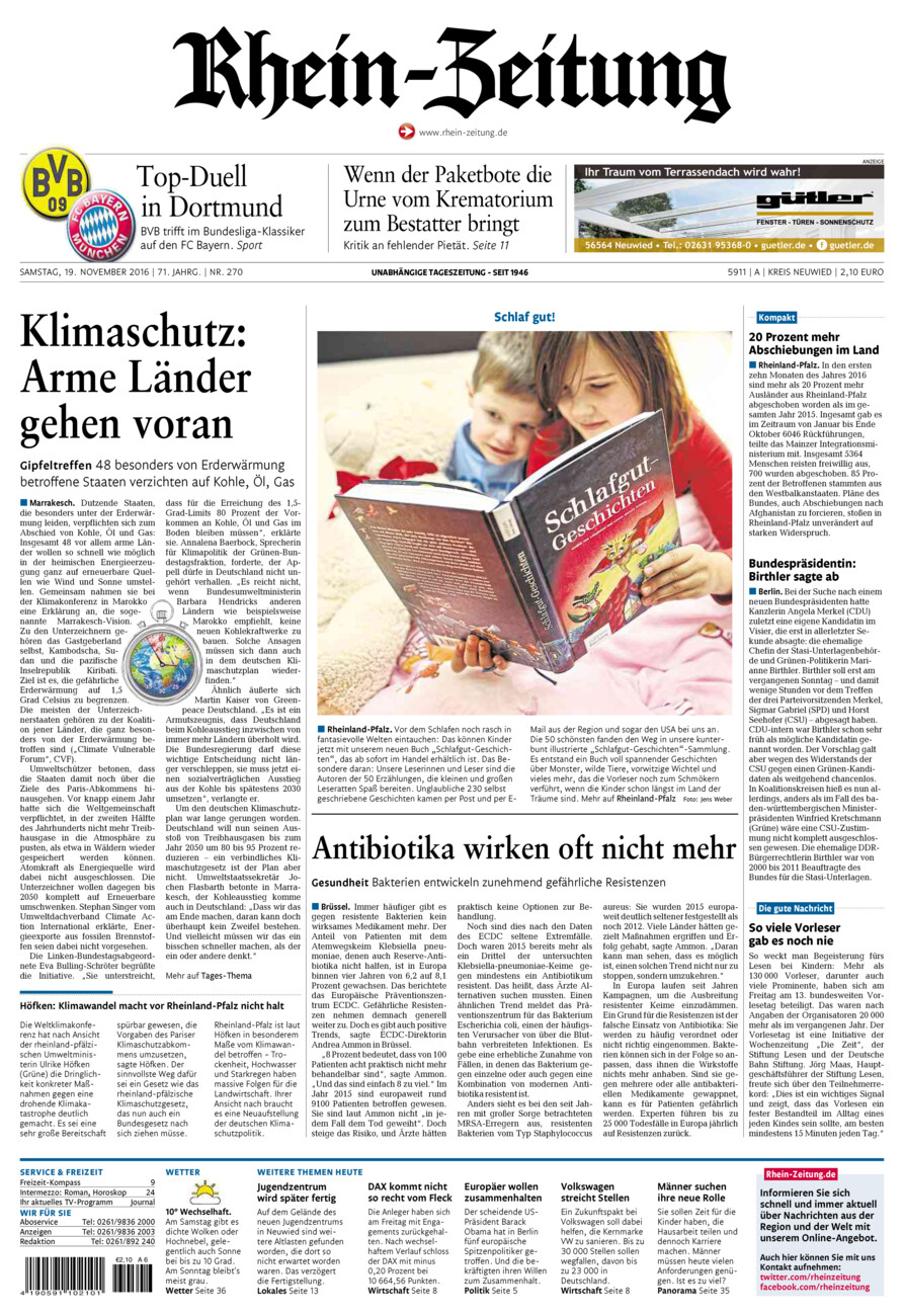 Rhein-Zeitung Kreis Neuwied vom Samstag, 19.11.2016