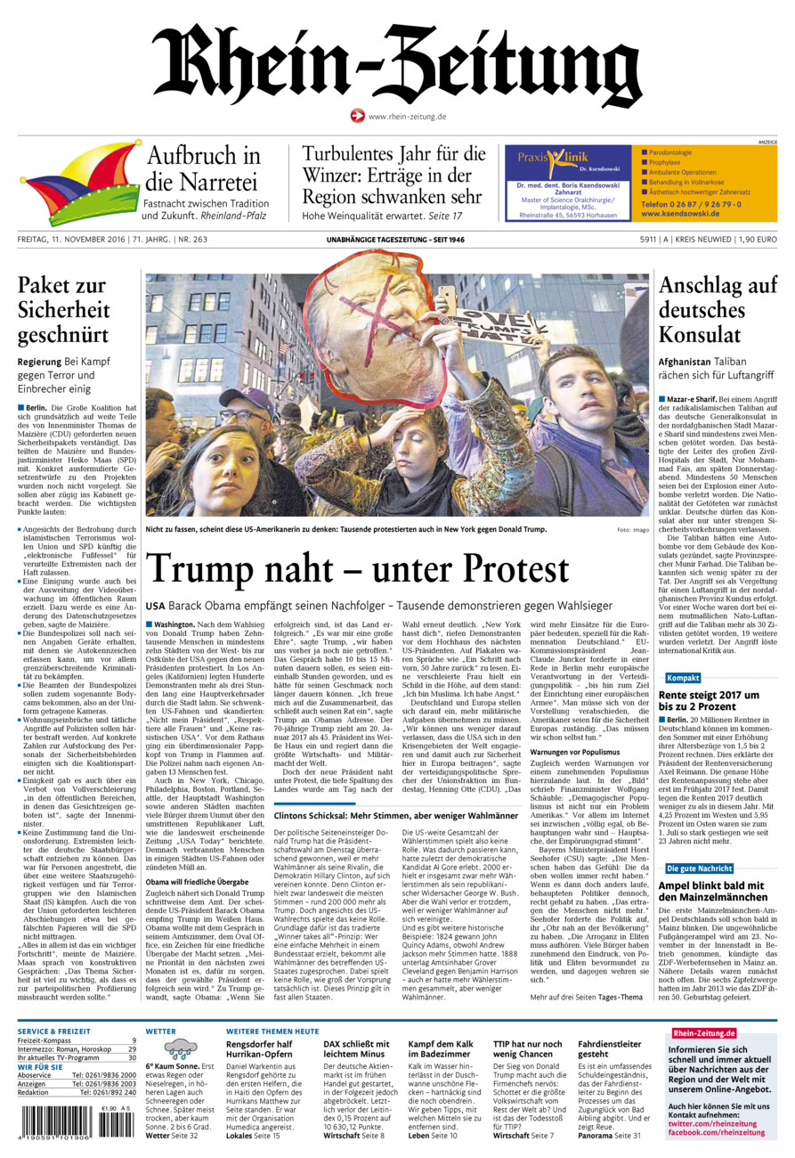 Rhein-Zeitung Kreis Neuwied vom Freitag, 11.11.2016