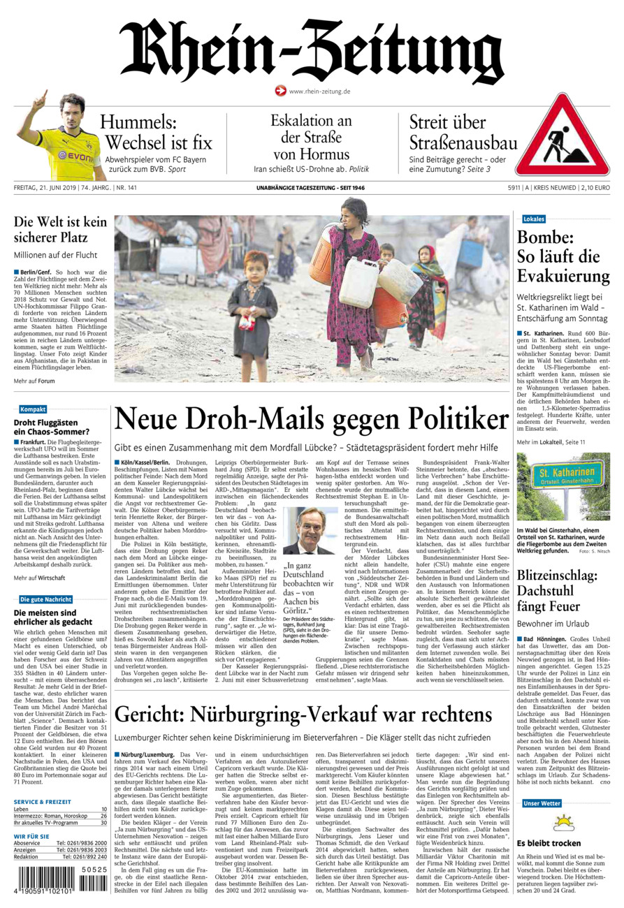 Rhein-Zeitung Kreis Neuwied vom Freitag, 21.06.2019