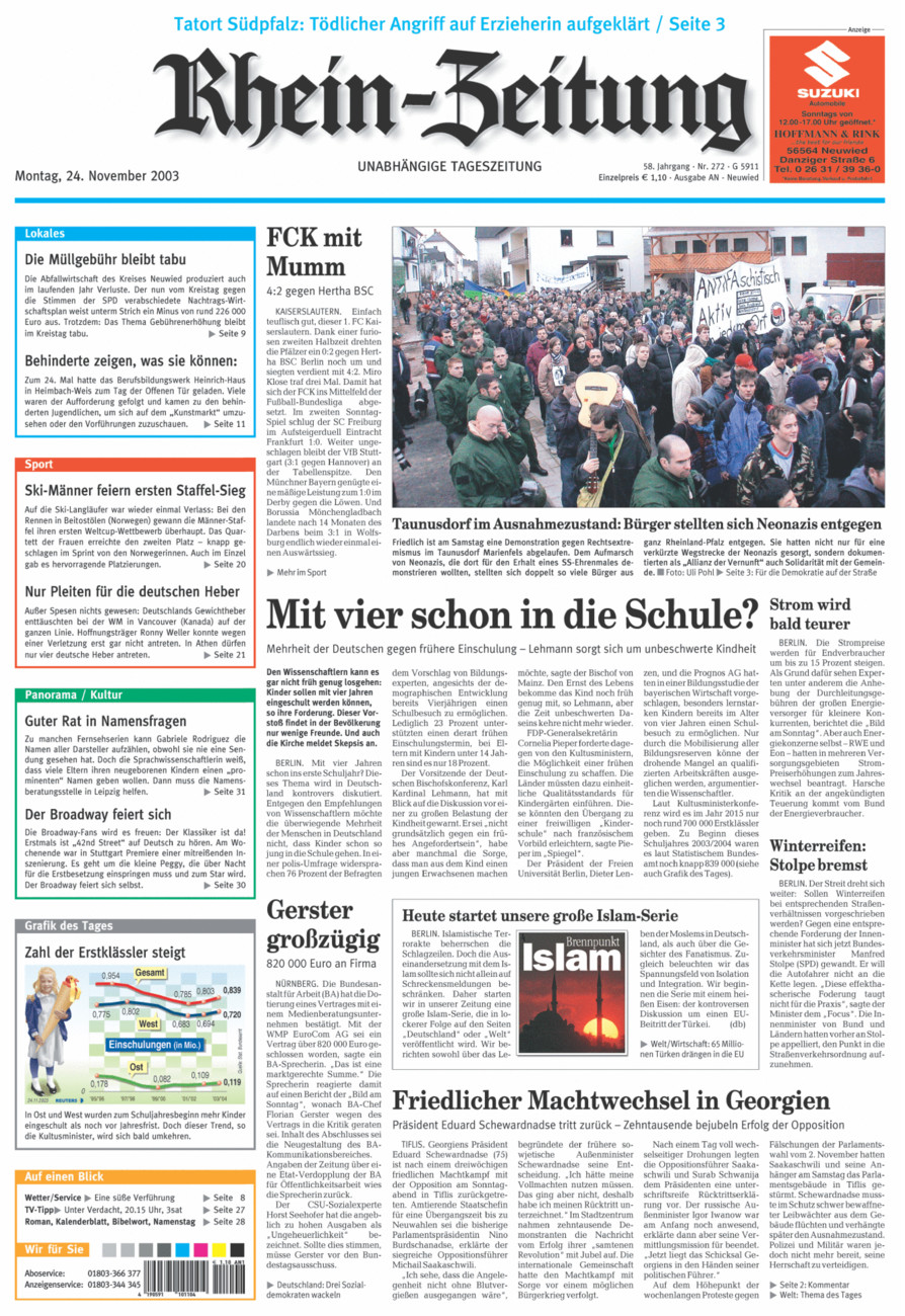 Rhein-Zeitung Kreis Neuwied vom Montag, 24.11.2003