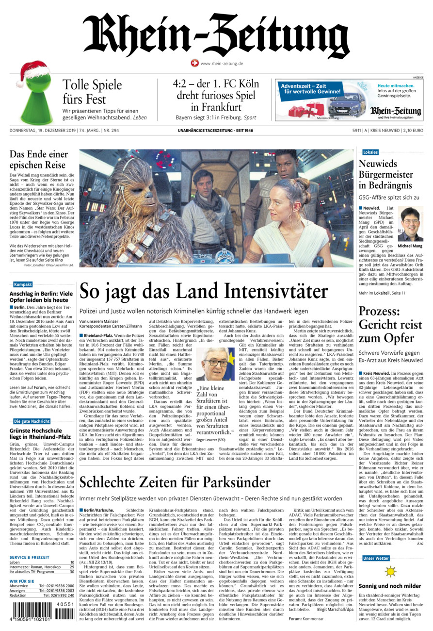 Rhein-Zeitung Kreis Neuwied vom Donnerstag, 19.12.2019